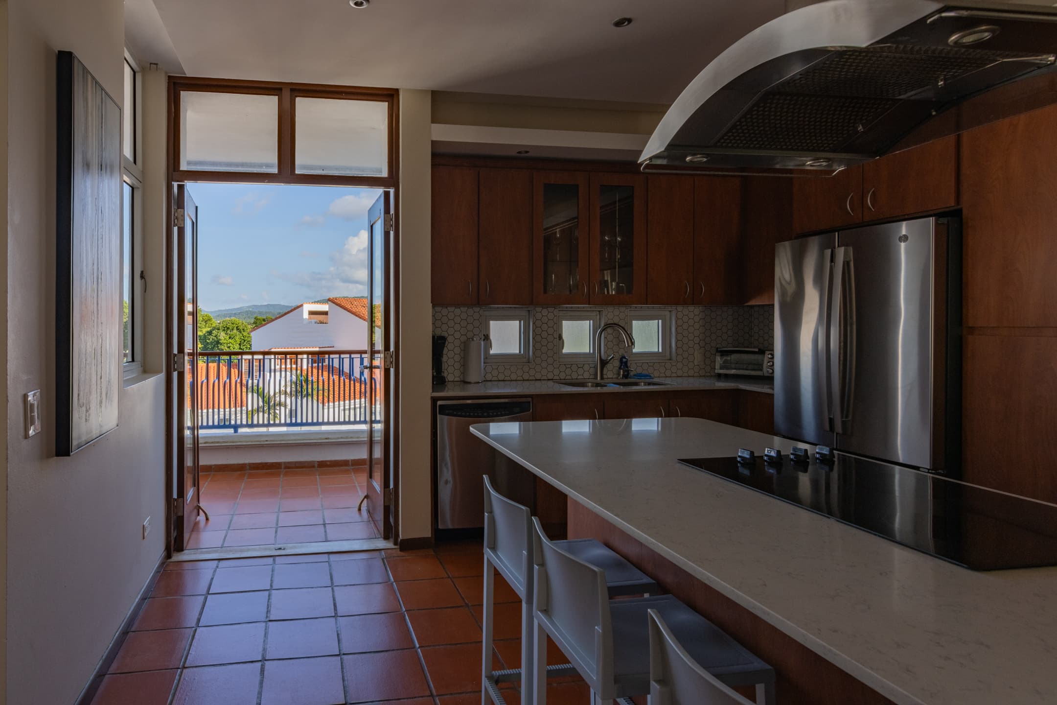 Kitchen French doors to balcony